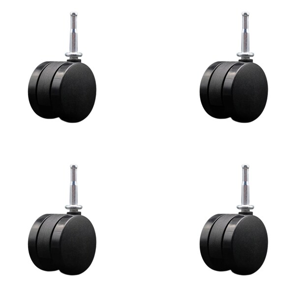 2-3/8'' Office Chair Caster Nylon Twin Wheel 5/16 Grip Neck Stem , 4PK